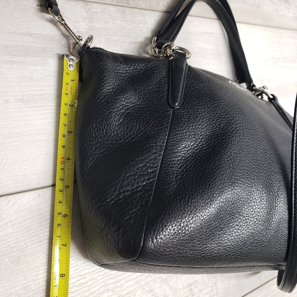 Coach F36675 Pebble Leather Kelsey Satchel Handbag Black with Silver Hardware - Picture 11 of 16